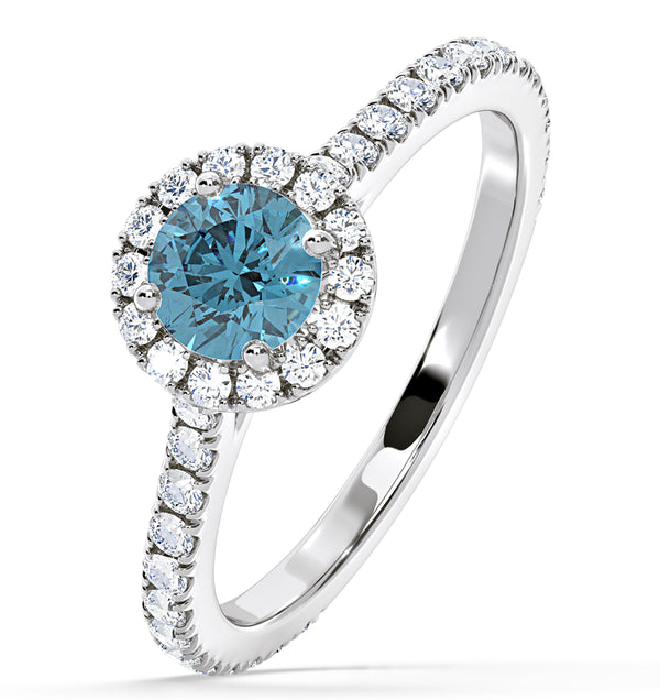 Reina Blue Lab Diamond 1.10ct Halo Ring in 18K White Gold - Elara Collection